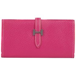 Women's Pu Leather Horizontal Card Holder Buckle Clutch Wallet Purse Magenta For Huawei Y3 Y5 Honor 9 Nova 2 P10