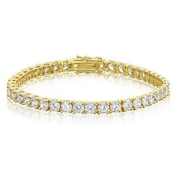 Nyc Sterling 4MM Sterling Silver Round Cubic Zirconia Tennis Bracelet 7.5 Inches Gold-plated-silver