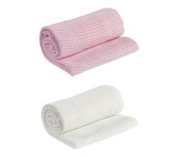 Adobe 2 Baby Cellular Blankets - Pink & White