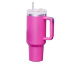1.2L Tumbler With Handle Straw Lid Stainless Steel Travel Mug - Hot Pink