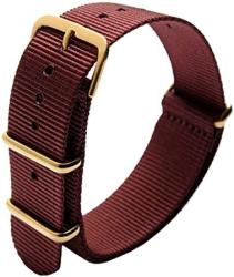 Olibopo Nato Style Waterproof Ballistic Nylon Watch Strap Watch Bands Bracelet 20MM Wine Red