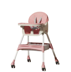 Portable Pink Accents Baby Feeding High Chair