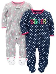Simple Joys By Carter's Girls' 2-PACK Cotton Footed Sleep And Play Sister mouse 0-3 Months