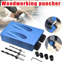 Diy Woodworking Pocket Hole Jig Set 15 Angle Drilling Guide With 6-8-10MM Driver Adapters For Precise Woodworking