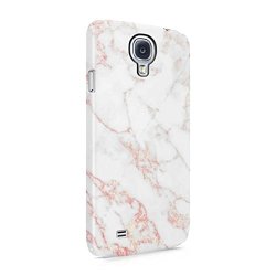 White & Raspberry Pink Strips Marble Print Hard Plastic Phone Case For Samsung Galaxy S4 MINI