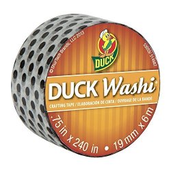 Duck Brand Washi Crafting Tape 0.75-INCH By 240-INCH Roll Single Roll Black Pin Dot 282684-S