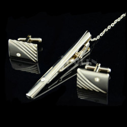 Men's Elegant Tie Clips And Cufflinks Sets Silver Business Gift