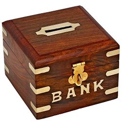 Valentine Day Special Gift Wooden Money Storage Bank Coins Storage Box & Lock Money Bank Inlay On It Kids Coin Bank Money Banks For