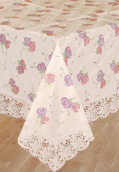 Bianca Off White Tablecloth Pvc Floral Print Table Cloth Cover SIZES-54 X 78 Inches BIA-TM21A