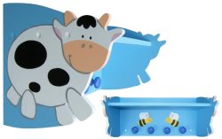 Wooden Funky Cow Shelf With Knobs