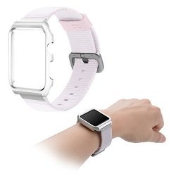 Loyut Compatible For Apple Watch Band 38MM 42MM With Metal Protective Case Woven Nylon Strap Adjustable Flexible Replacement Iwatch Band Compatible For Apple Watch