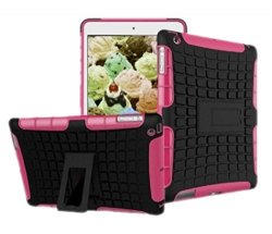 New Ipad Case Shockproof Rugged Hard For New Ipad 9.7 Inch 2017 Version Model Numbers A1822 A1823 Black + Pink