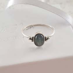 Feroza 925 Sterling Silver Labradorite Ring - Size 6