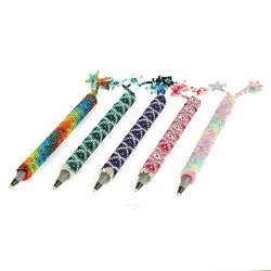 Six Writing Pens Beaded Crystal Beads Guatemala Whole Pack Artisan Made Retail Shops PH101