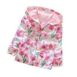 Female Baby Flowers Hoodie Long Sleeve Windbreaker Baby Clothes - Pink 6T