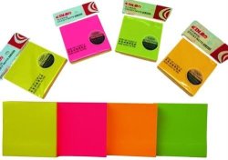Multicolour Sticky Notepad 100 Sheets Per Pad- Size 76 X 76MM Stick Firmly And Can Be Removed Easily 5 X Fluorescence Bright Colours