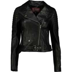 Women's Cargo Biker 100% Leather Jacket- - 4XL