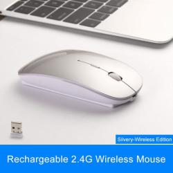 2.4G Wireless Mouse Rechargeable Bluetooth Mice For Dell hp lenovo Ideapad 710S... - Wireless Silver