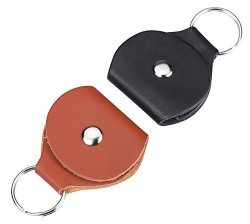 I-mart Pu Leather Guitar Picks Holder Guitar Pick Case Keychain Plectrum Cases Pack Of 2 - Black And Brown