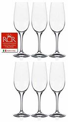 Rcr Cristalleria Italiana Daily Collection 6 Piece Crystal Wine Glass Set Champagne Flute 6.25 Oz