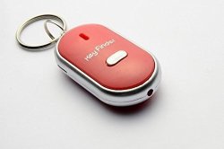 Becazor Key Finder Keychain Sound Control Locator Find Lost Keys Whistle Sound Control With LED Light Key Holder Rings Red