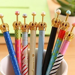 Miisii Tm 8PCS Cute Novelty Cartoon Gold Crown Metal 0.5MM Hb Refill Mechanical Pencils Set Gifts Prizes For School Kids Students + Free Gift