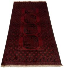 Red Afghan Handmade Carpet 195 X 100 Cm