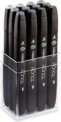 Touch Twin Cool Grey Marker Pen Set 12 X Assorted Cool Grey Colours