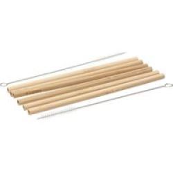 Tognana Natural Love Set Of 6 Bamboo Drinking Straws With 2 Cleaners
