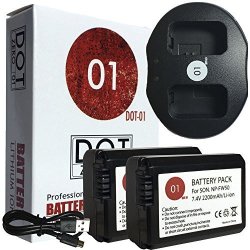 DOT-01 2X Brand 2200 Mah Replacement Sony NP-FW50 Batteries And Dual Slot USB Charger For Sony A7 Digital Slr Camera And Sony FW50