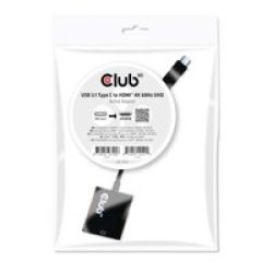 Club 3D CAC-2504 USB 3.1 Type C To HDMI 2.0 Uhd 4K 60HZ Active Adapter