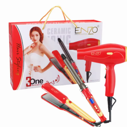 Enzo Hair Beauty 3 In 1 Curling Iron Hair Straightener And Hair Dryer Set