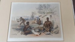 George French Angas 1822-1886 . Zulu Blacksmiths At Work. Original 1849 Lithograph Hand Coloured.