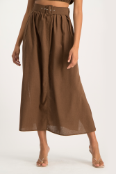 Palesa Linen Midi Skirt - Pinecone - S