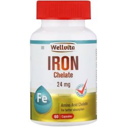 Wellvita 24MG Iron Chelate Amio Acid Capsules 60 Capsules