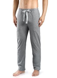David Archy Men's Comfy Jersey Cotton Knit Pajama Lounge Sleep Pant L heather Dark Gray