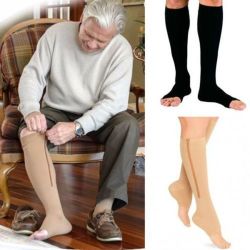 Zipper Compression Socks Zip Leg Foot Support Knee Stockings Open Toe Pressure Socks