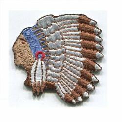 Headdress Patch - Chief Of The Tribe With Feathers Iron On