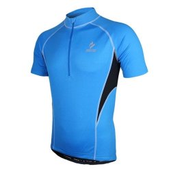 Arsuxeo 665 Biking Racing Jersey Sweatshirt Soft Short Sleeve Outdoor Cycling Running Clothes Blue