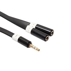 Mchoice 3.5MM Audio Aux Cable Male To 2X Female Stereo Extension Headphone Splitter Cord Black