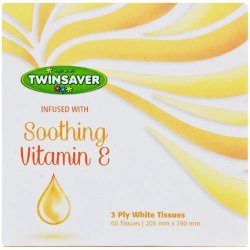Twinsaver Essentials 3-PLY Tissues Calming Vitamin E 60 Tissues