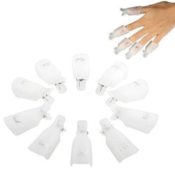 Orino Professional Durable Reusable Plastic Nail Art Polish Soak Off Remover Wrap Cleaner Clip Cap Tool Pack Of 30 White