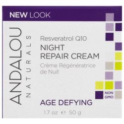 Andalou Naturals Night Repair Cream Resveratrol Q10 Age-defying 1.7 Oz 50 G