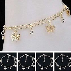 SpinningDaisy Womens Ankle Charm Various Lock and Key Double Line Anklet