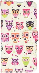 Emartbuy Owls Premium Pu Leather Desktop Stand Wallet Cover Case Pouch With Credit Card Slots For Sony Xperia Xa