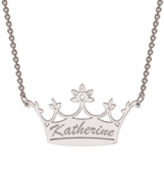 NN12 - Personalized Crown Name Necklace In Silver Gold Or Rose Gold - Silver Crown Necklace