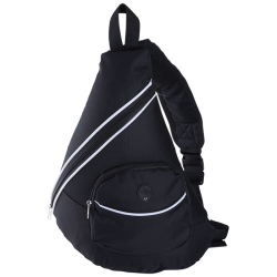 Stripe Design Sling Bag With Zippered Front Pocket