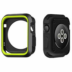 Apple Watch Case Series 4 Silicone Bumper Resistant Waterproof Proof Impact Resistant Protective For Apple Watch Case 44MM 44MM Green+ Black