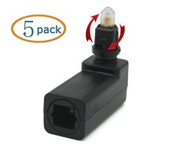C-zone Pack Of 5 360 Degree Digital Fiber Optic Toslink Right Angle 90 Degree Female To 3.5 Mm MINI Male Optical Audio Connector Adapter