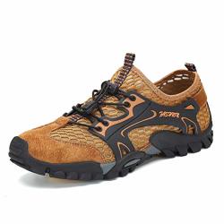 Men's Flarut Sandals Barefoot Hiking Shoes Quick Dry Lightweight Outdoor Training Water Walking Shoes Brown EU44